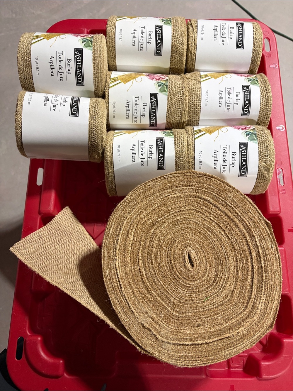 Ashland Burlap Ribbon Bundle in Natural Brown